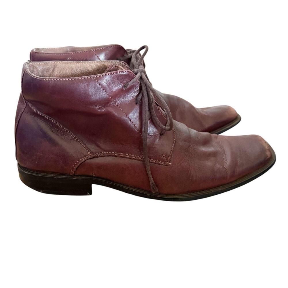 Fratelli Select Men 10.5 Red Brown Italian Leather Chukka Boots Square Toe